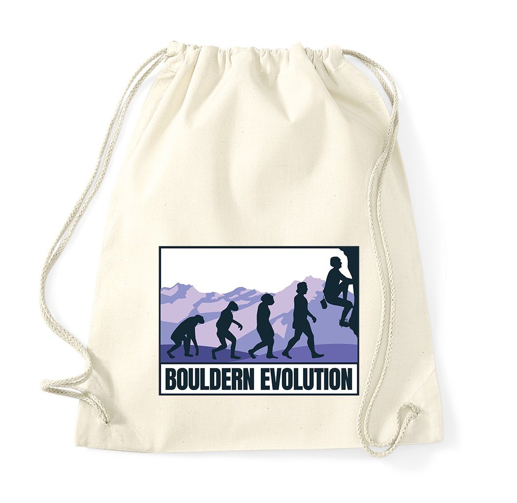Youth Designz Turnbeutel Bouldern Evolution Baumwolle Tasche, mit trendigem Motiv von Youth Designz