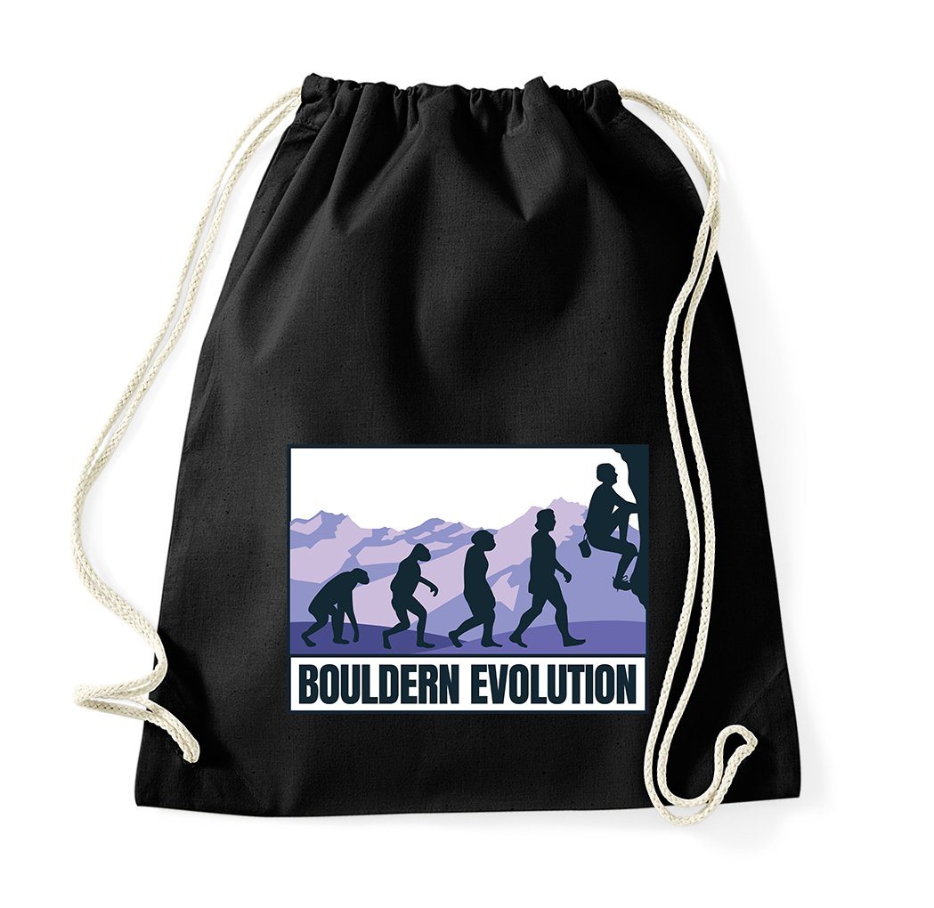 Youth Designz Turnbeutel Bouldern Evolution Baumwolle Tasche, mit trendigem Motiv von Youth Designz