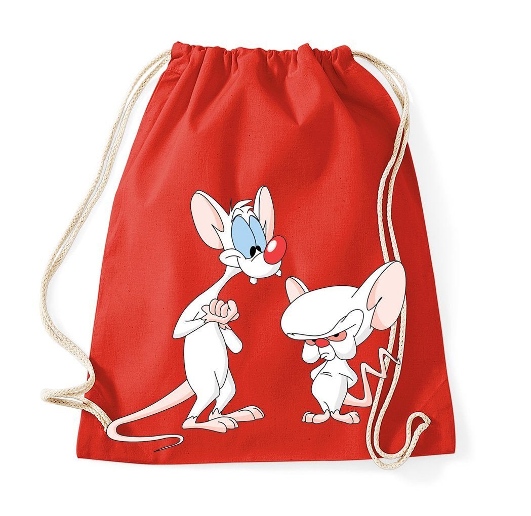 Youth Designz Turnbeutel Brain und Pinky Baumwoll Tasche Turnbeutel, mit Trendigem Frontdruck von Youth Designz