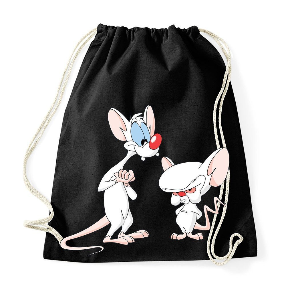 Youth Designz Turnbeutel Brain und Pinky Baumwoll Tasche Turnbeutel, mit Trendigem Frontdruck von Youth Designz