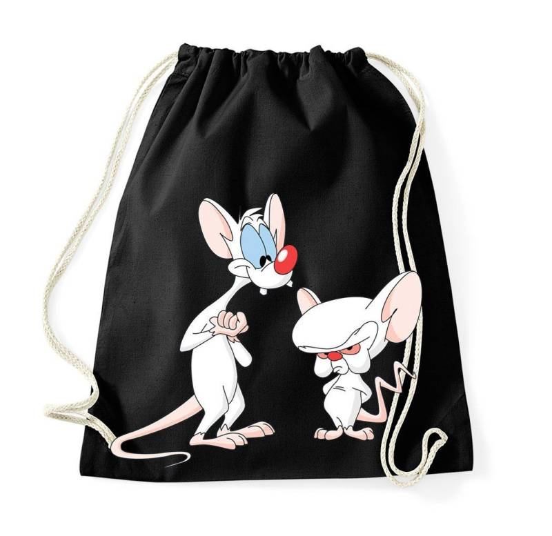 Youth Designz Turnbeutel Brain und Pinky Baumwoll Tasche Turnbeutel, mit Trendigem Frontdruck von Youth Designz