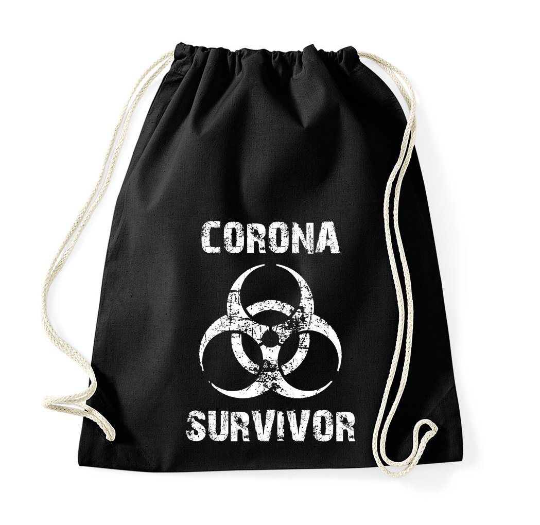 Youth Designz Turnbeutel Corona Survivor Baumwoll Tasche Turnbeutel, mit modischem Print von Youth Designz