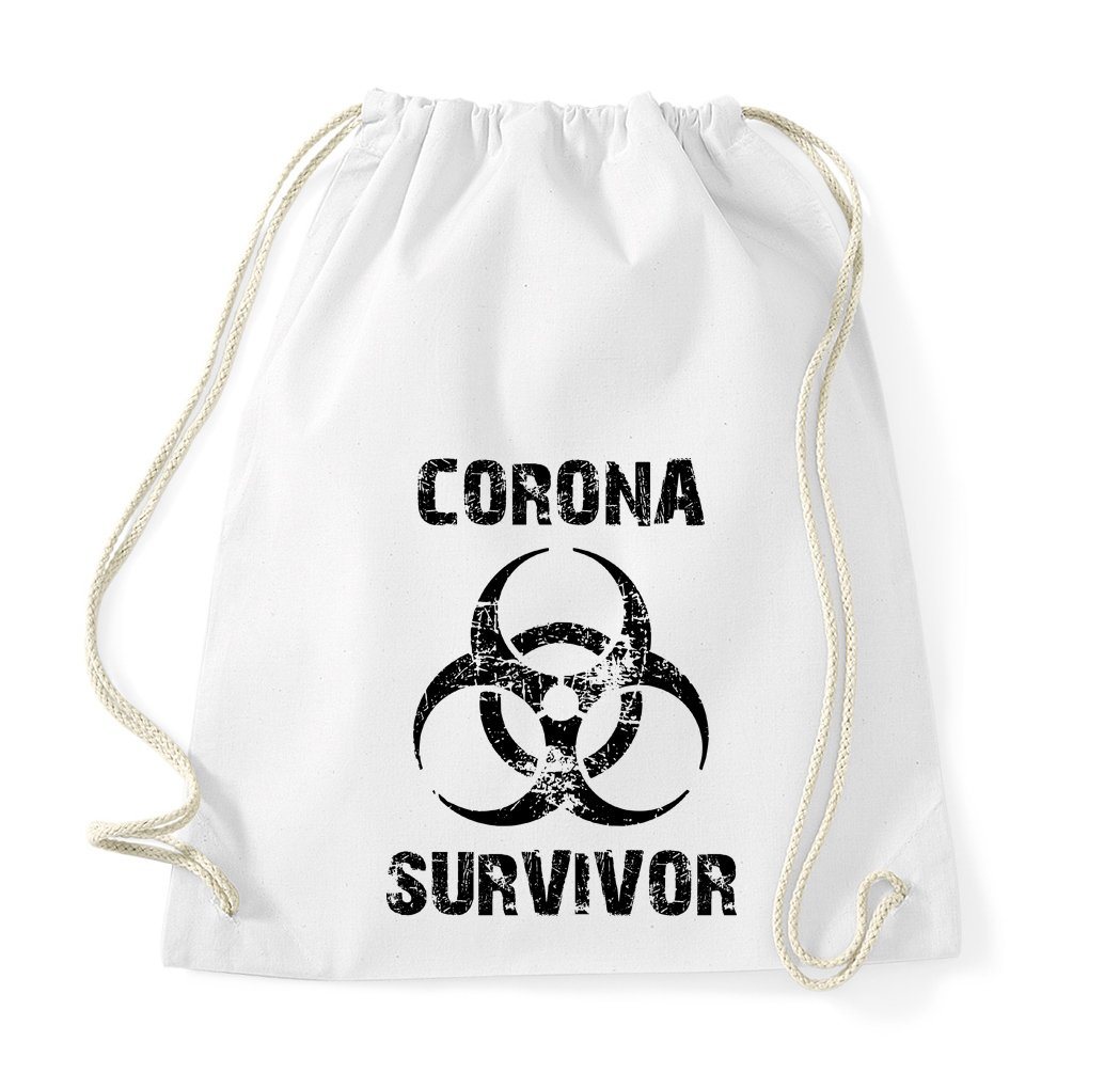 Youth Designz Turnbeutel Corona Survivor Baumwoll Tasche Turnbeutel, mit modischem Print von Youth Designz