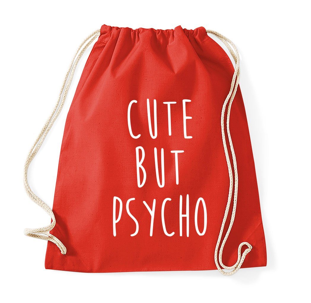 Youth Designz Turnbeutel Cute But Psycho Baumwoll Tasche Turnbeutel, mit modischem Print von Youth Designz