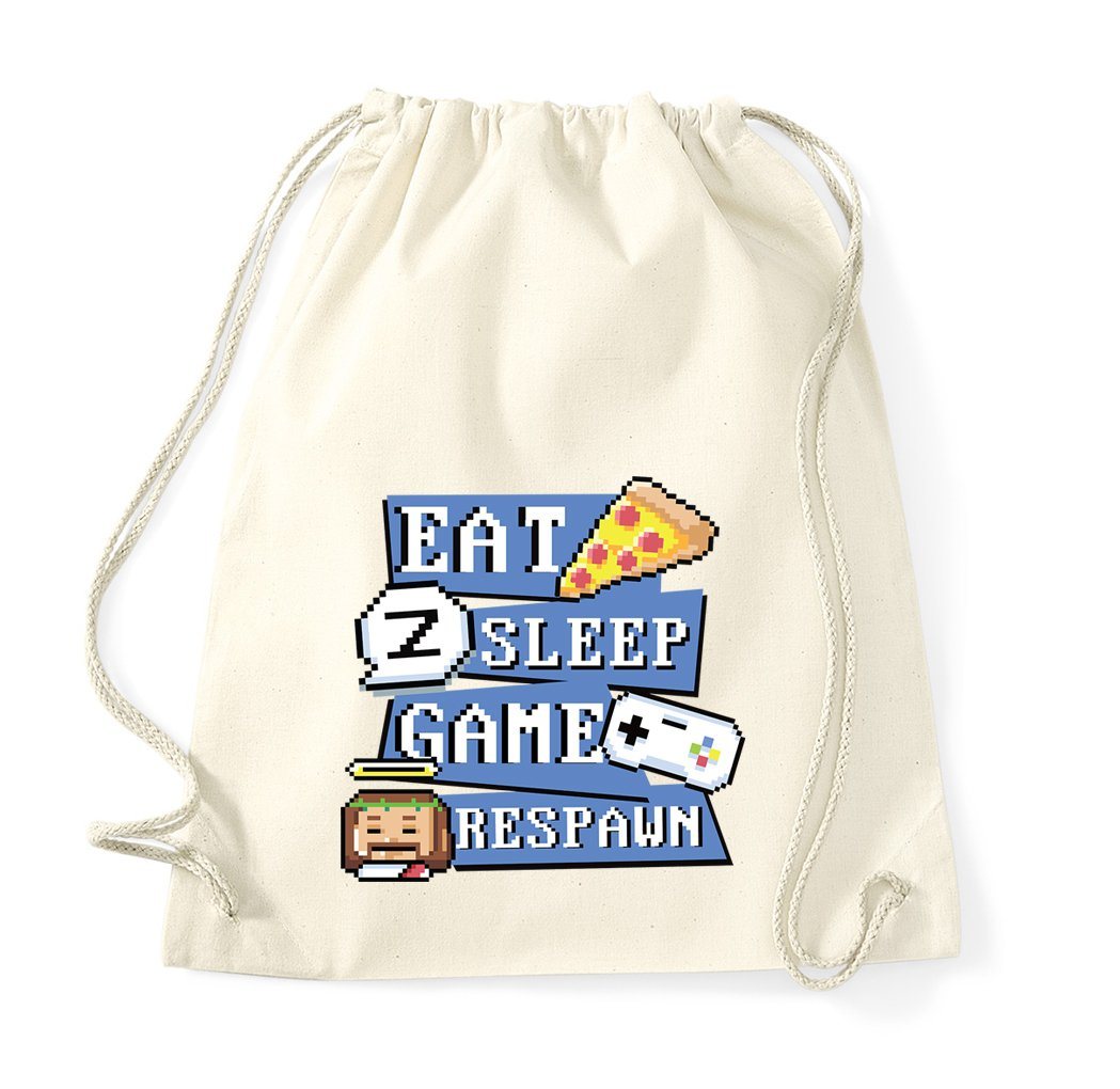 Youth Designz Turnbeutel Eat, Game, Sleep, Respawn" Baumwoll Tasche Turnbeutel, mit lustigem Frontprint" von Youth Designz