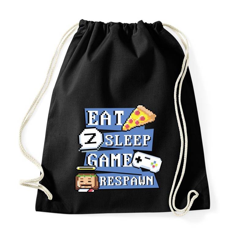 Youth Designz Turnbeutel "Eat, Game, Sleep, Respawn" Baumwoll Tasche Turnbeutel, mit lustigem Frontprint von Youth Designz