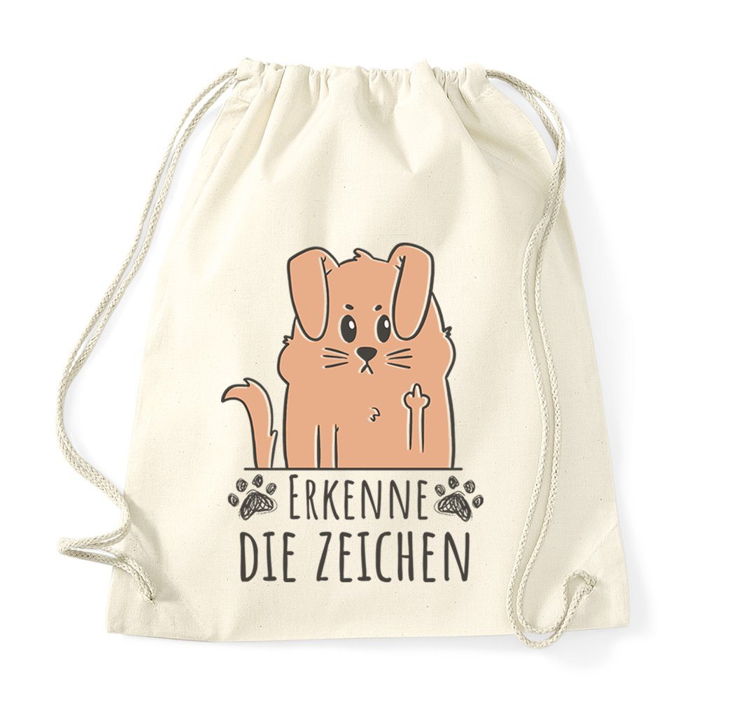 Youth Designz Turnbeutel Erkenne die Zeichen Hund Baumwolle Tasche, mit lustigem Logo Aufdruck von Youth Designz