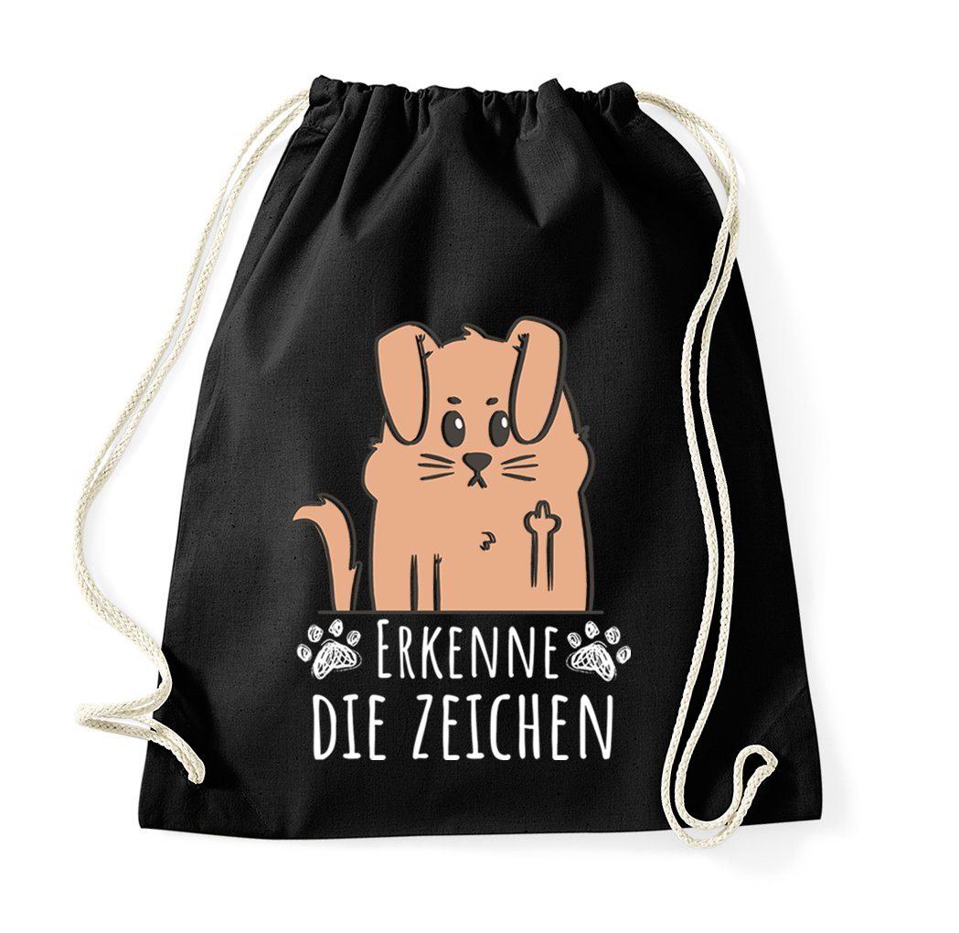 Youth Designz Turnbeutel Erkenne die Zeichen Hund Baumwolle Tasche, mit lustigem Logo Aufdruck von Youth Designz