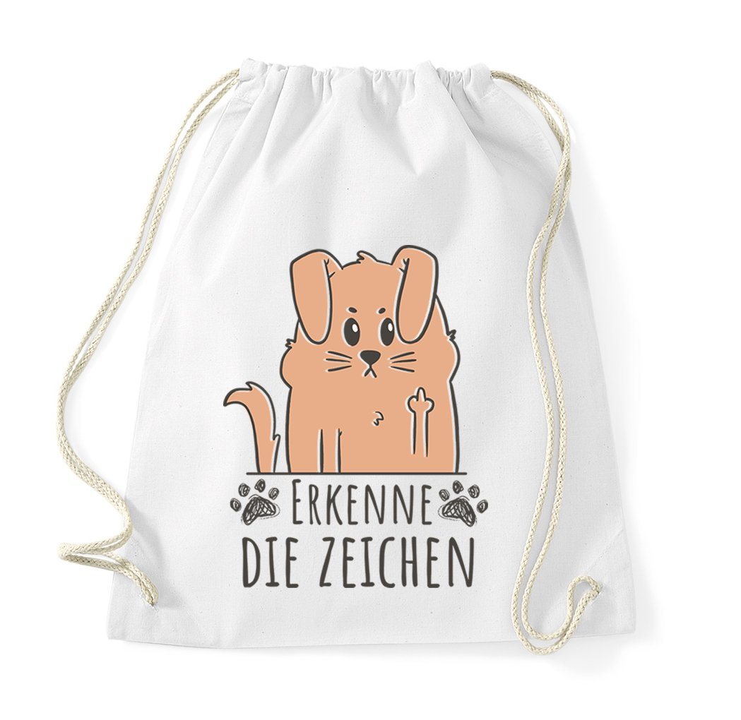 Youth Designz Turnbeutel Erkenne die Zeichen Hund Baumwolle Tasche, mit lustigem Logo Aufdruck von Youth Designz