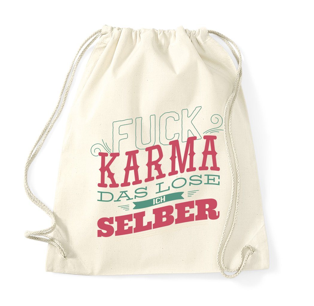 Youth Designz Turnbeutel F*ck Karma, das löse ich selber" Baumwoll tasche Turnbeutel" von Youth Designz