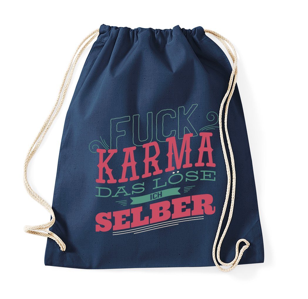 Youth Designz Turnbeutel F*ck Karma, das löse ich selber" Baumwoll tasche Turnbeutel" von Youth Designz