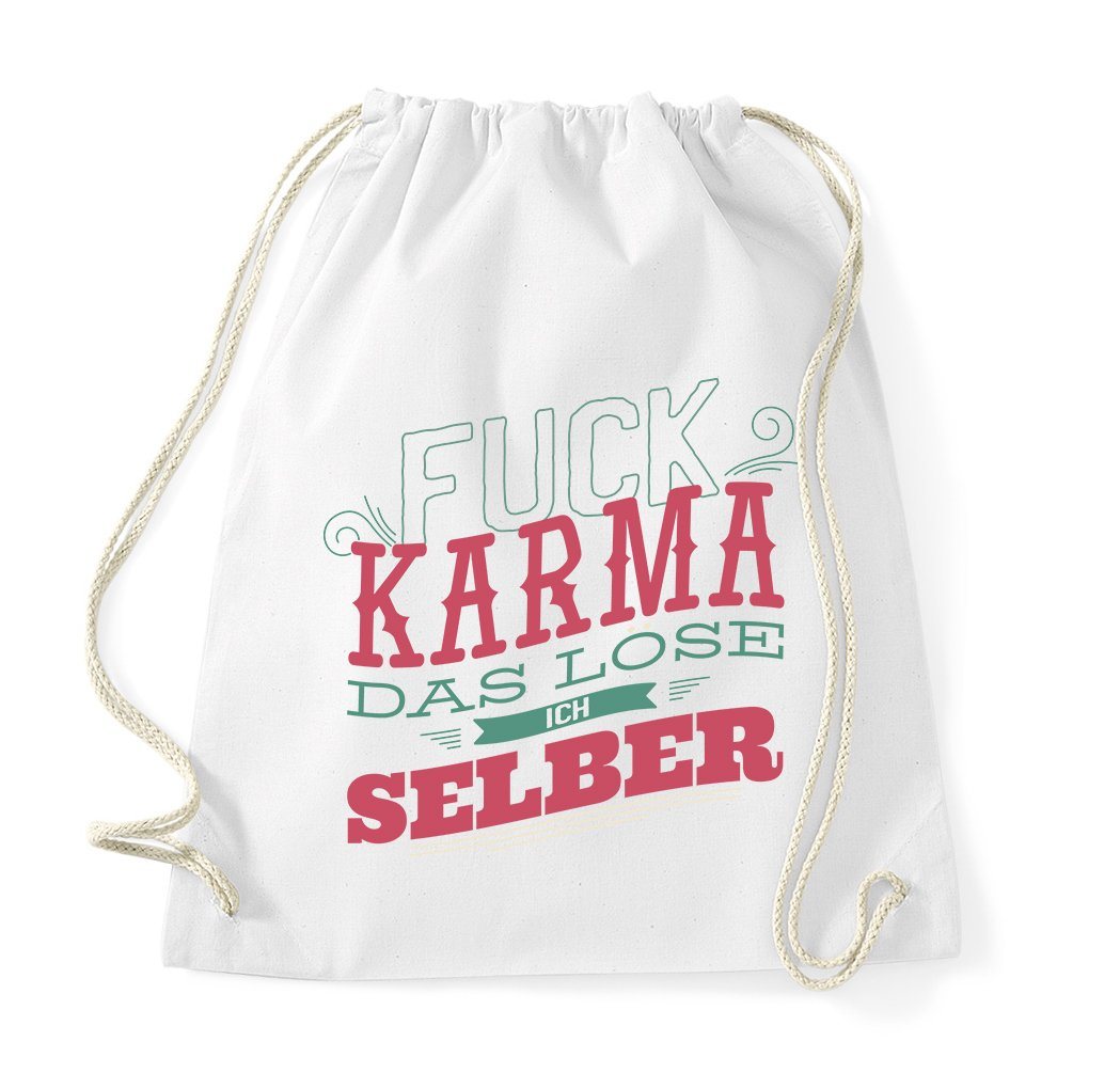 Youth Designz Turnbeutel F*ck Karma, das löse ich selber" Baumwoll tasche Turnbeutel" von Youth Designz