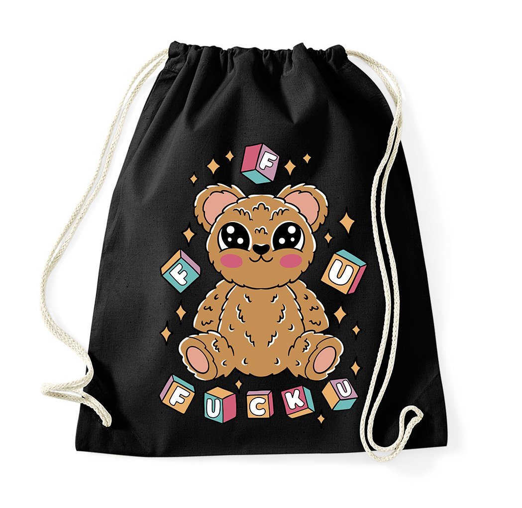 Youth Designz Turnbeutel F*ck you Teddy Baumwoll Tasche Turnbeutel, mit Teddybär Print von Youth Designz