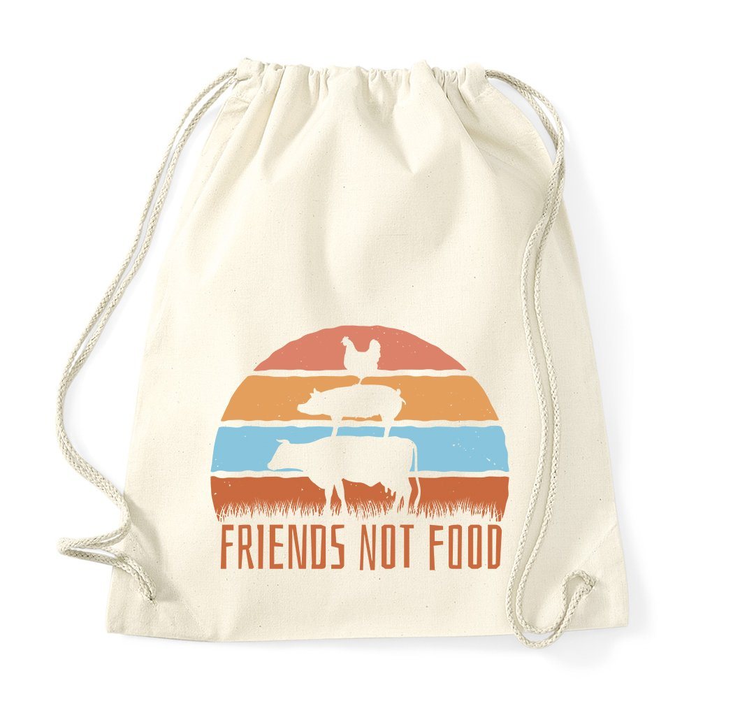 Youth Designz Turnbeutel Friends Not Food Baumwolle Tasche, mit trendigem Logo Aufdruck von Youth Designz