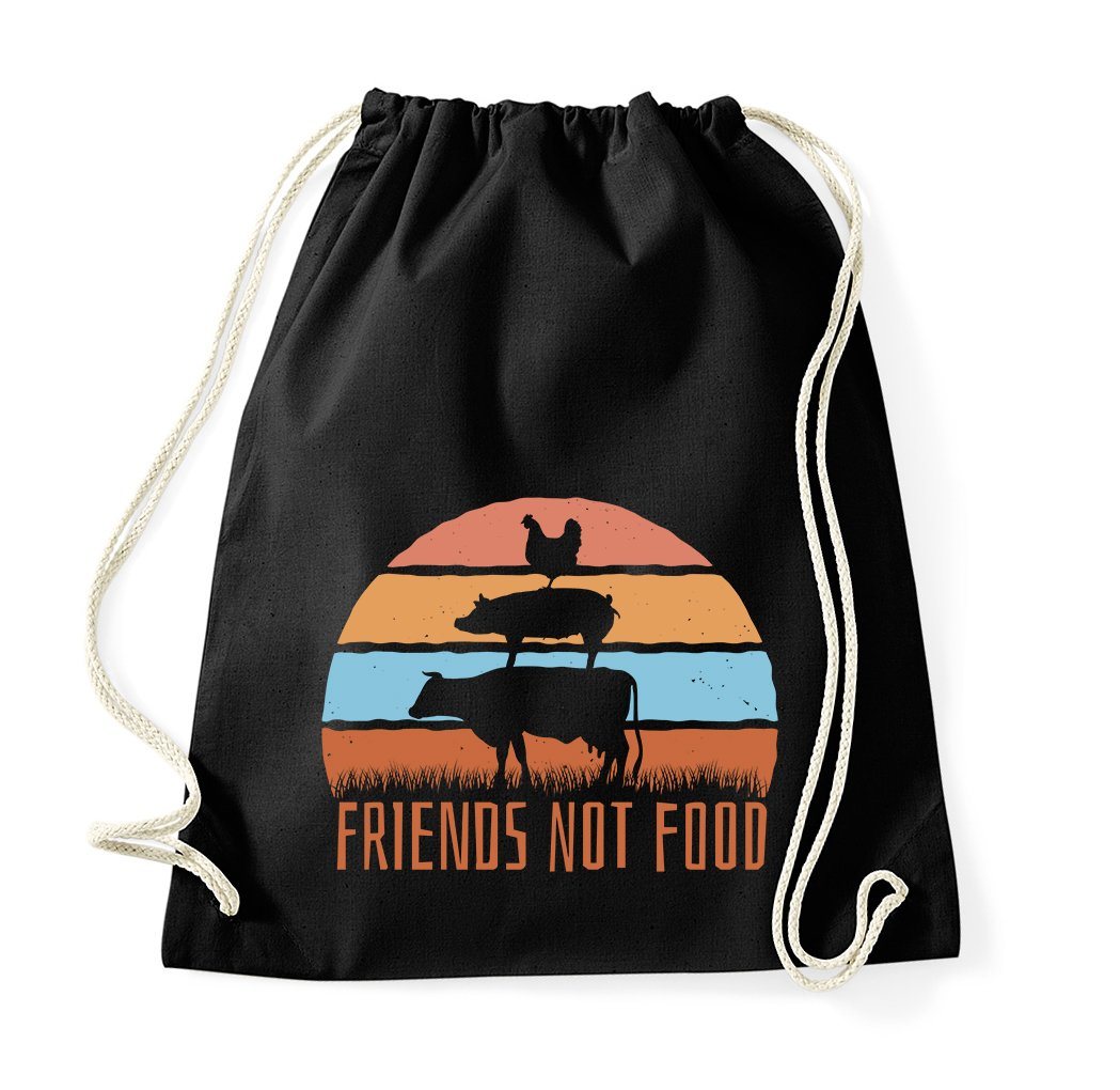 Youth Designz Turnbeutel Friends Not Food Baumwolle Tasche, mit trendigem Logo Aufdruck von Youth Designz