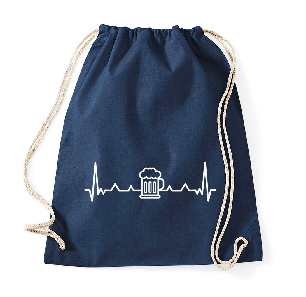 Youth Designz Turnbeutel Heartbeat Bier Baumwolle Tasche, mit lustigem Logo Aufdruck von Youth Designz