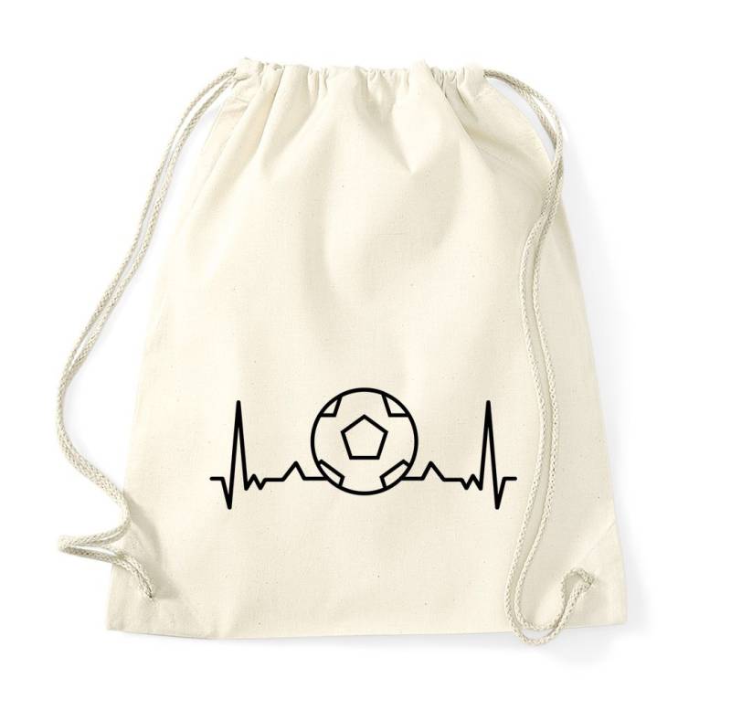 Youth Designz Turnbeutel Heartbeat Fußball Baumwoll Tasche Turnbeutel, mit trendigem Frontprint von Youth Designz