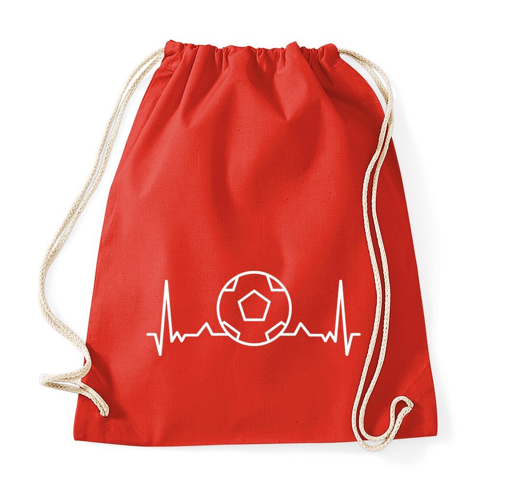 Youth Designz Turnbeutel Heartbeat Fußball Baumwoll Tasche Turnbeutel, mit trendigem Frontprint von Youth Designz