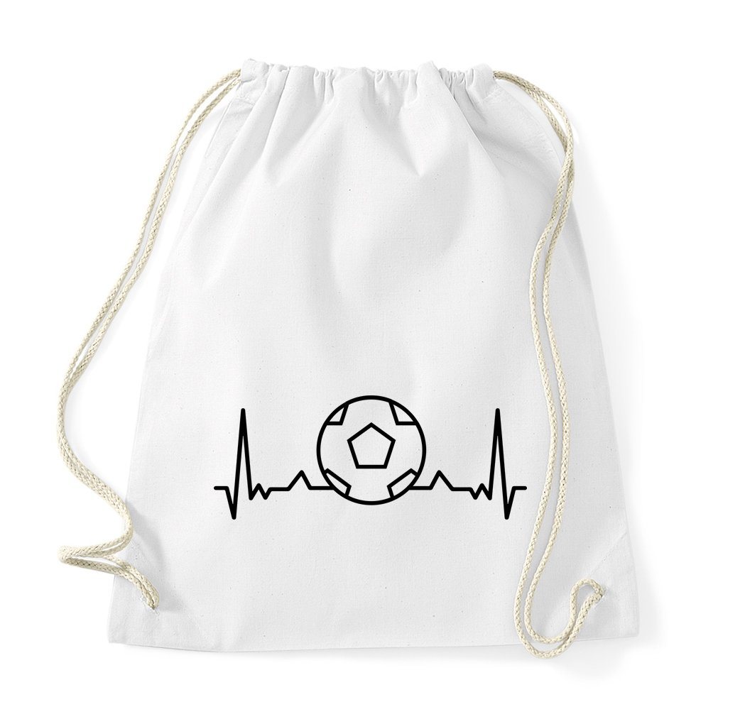 Youth Designz Turnbeutel Heartbeat Fußball Baumwoll Tasche Turnbeutel, mit trendigem Frontprint von Youth Designz