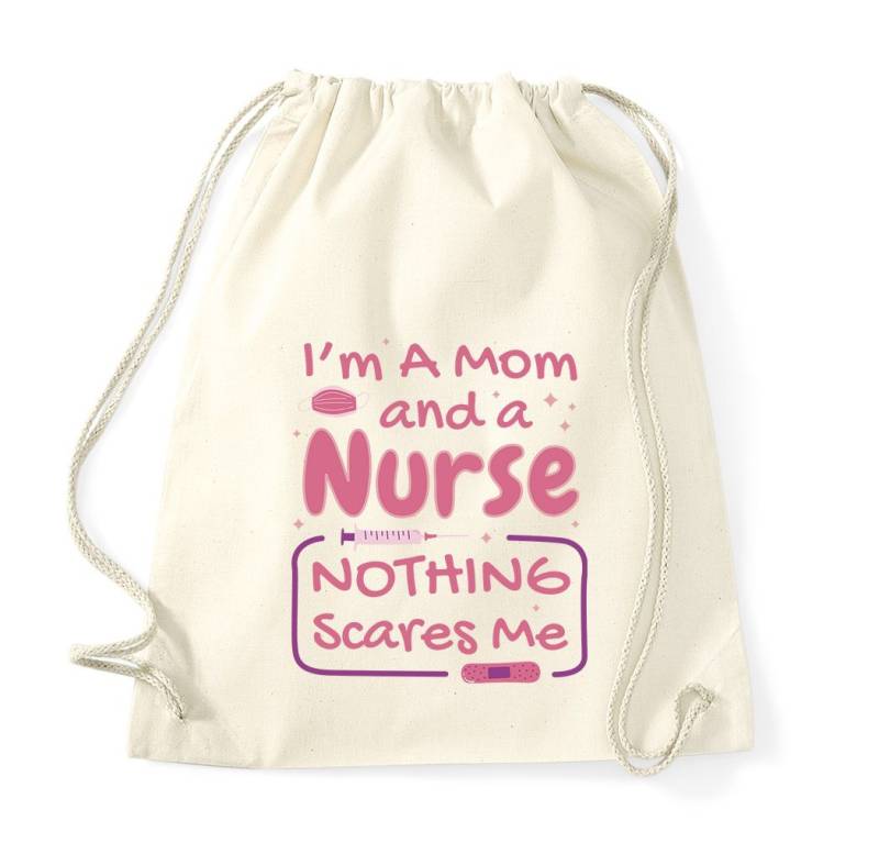 Youth Designz Turnbeutel "I Am A Nurse, Nothing Scares Me" Baumwoll Tasche Turnbeutel, mit lustigem Frontprint von Youth Designz