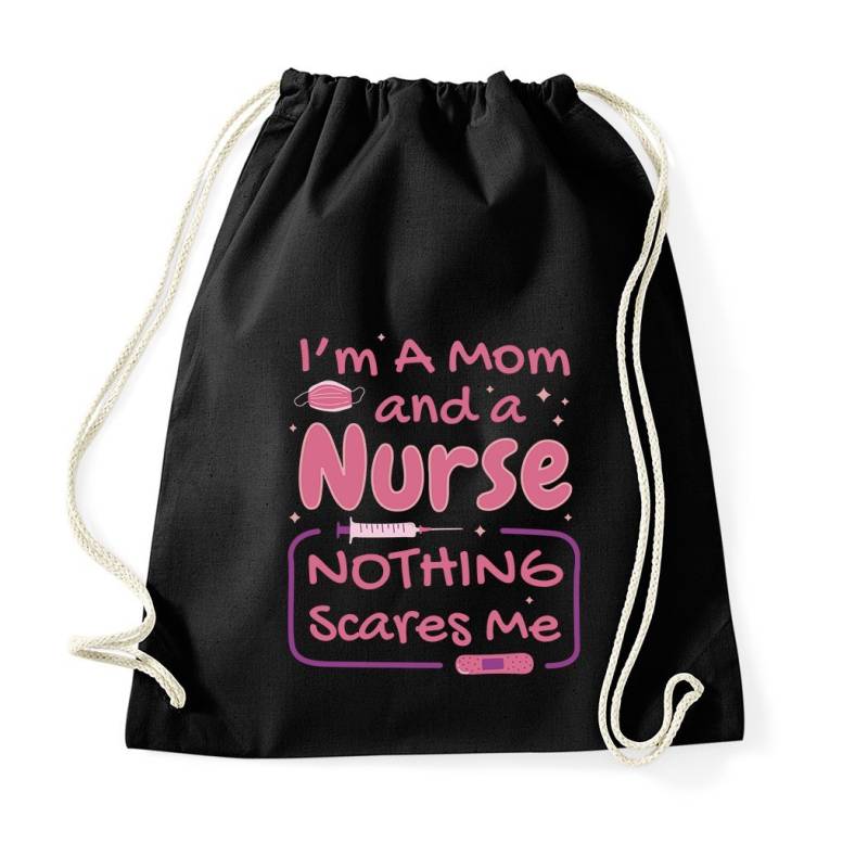 Youth Designz Turnbeutel "I Am A Nurse, Nothing Scares Me" Baumwoll Tasche Turnbeutel, mit lustigem Frontprint von Youth Designz
