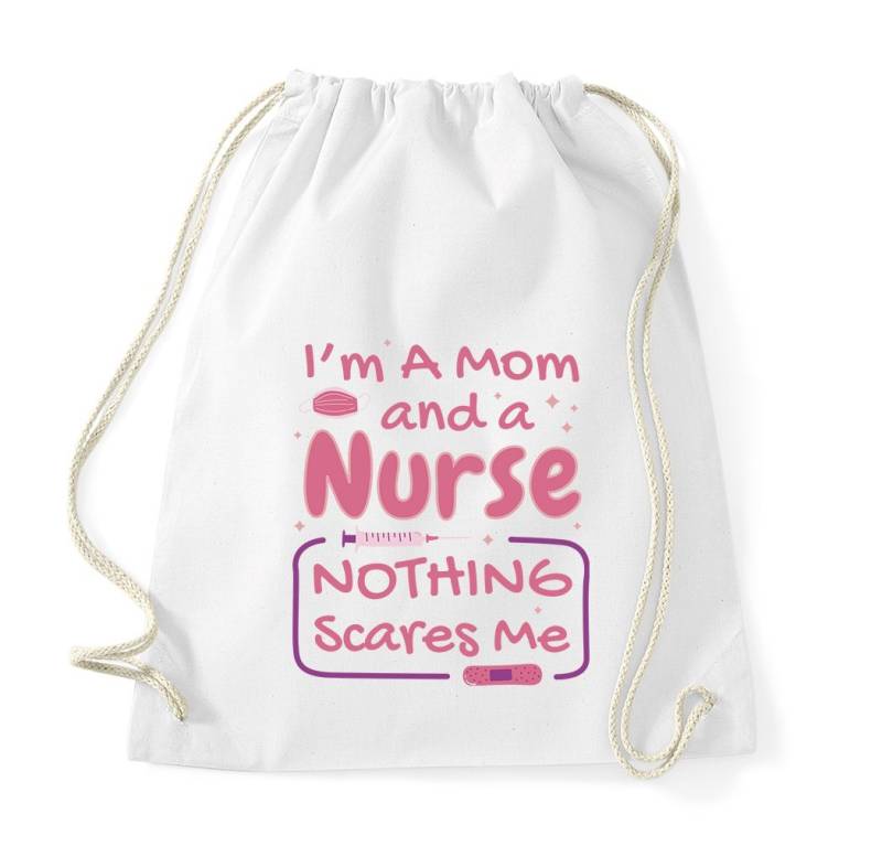 Youth Designz Turnbeutel "I Am A Nurse, Nothing Scares Me" Baumwoll Tasche Turnbeutel, mit lustigem Frontprint von Youth Designz