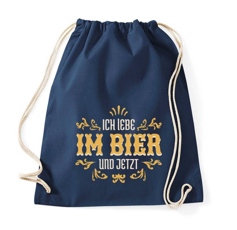 Youth Designz Turnbeutel "Ich Lebe Im Bier Und Jetzt" Baumwoll Tasche, mit trendigem Motiv von Youth Designz