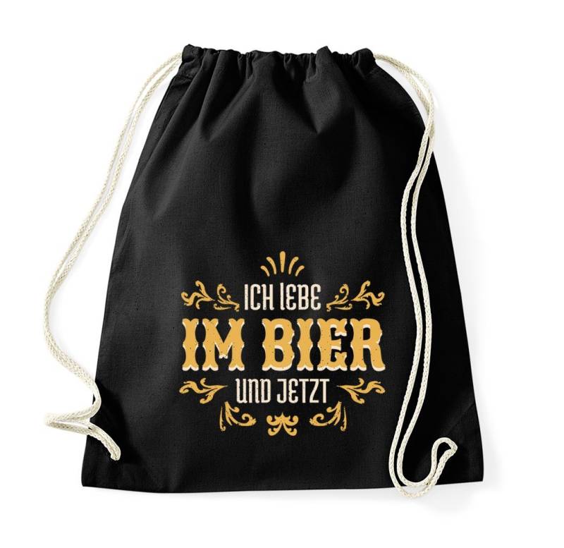 Youth Designz Turnbeutel "Ich Lebe Im Bier Und Jetzt" Baumwoll Tasche, mit trendigem Motiv von Youth Designz