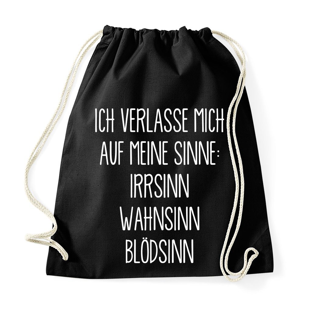 Youth Designz Turnbeutel Irrsinn, Wahnsinn, Blödsinn Baumwoll Tasche Turnbeutel, mit lustigem Print von Youth Designz