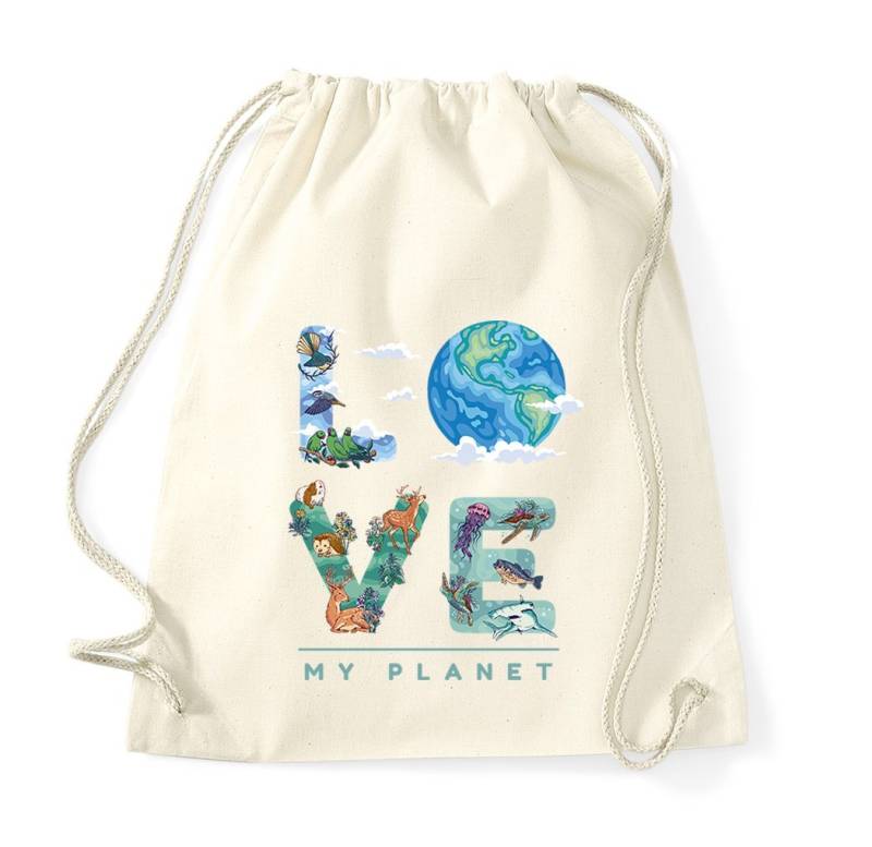 Youth Designz Turnbeutel LOVE MY PLANET Baumwoll Tasche, mit trendigem Motiv von Youth Designz