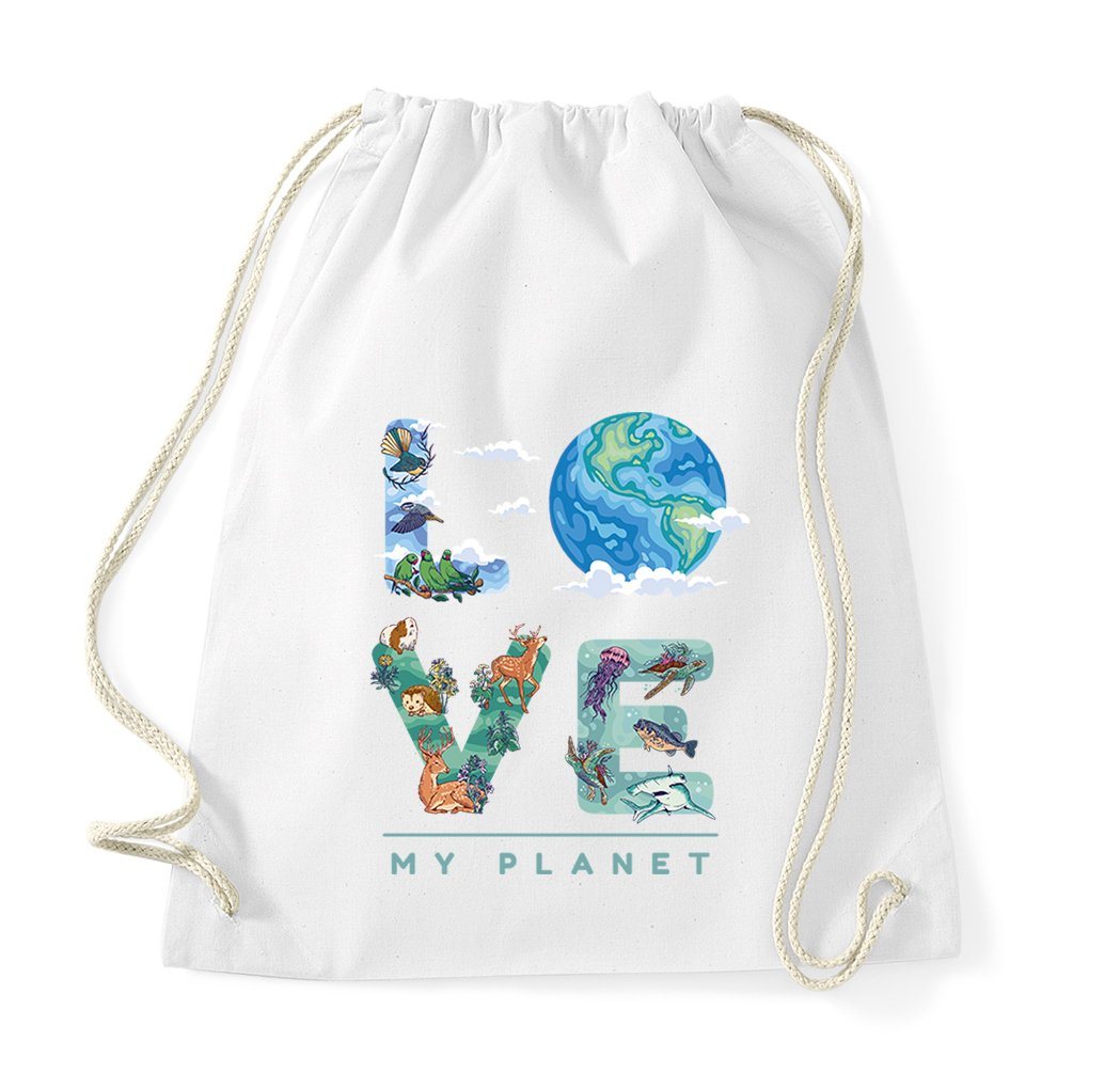 Youth Designz Turnbeutel LOVE MY PLANET Baumwoll Tasche, mit trendigem Motiv von Youth Designz