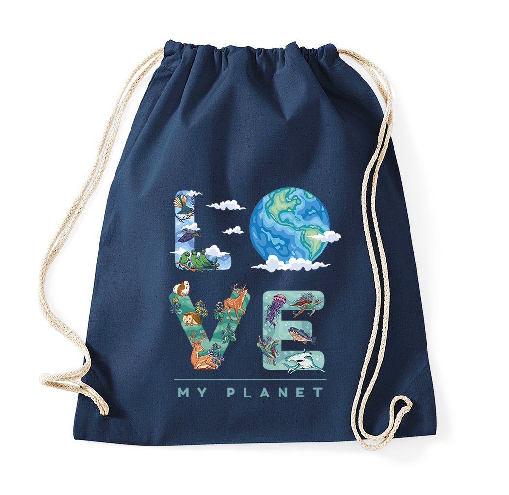 Youth Designz Turnbeutel LOVE MY PLANET Baumwoll Tasche, mit trendigem Motiv von Youth Designz