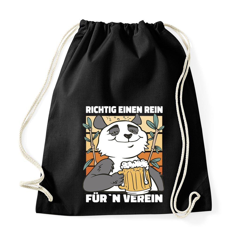 Youth Designz Turnbeutel Panda Bier Baumwoll Tasche Turnbeutel, mit trendigem Frontprint von Youth Designz