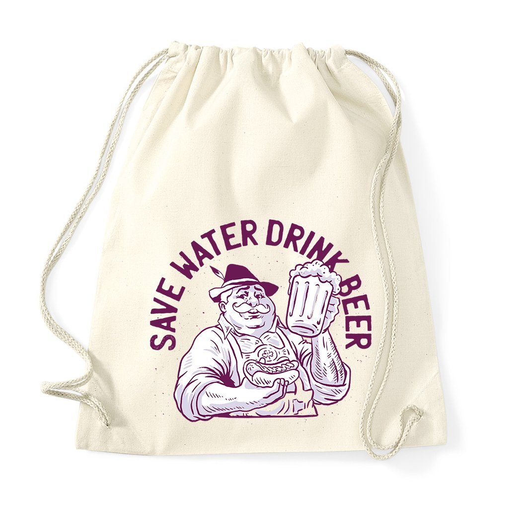 Youth Designz Turnbeutel "Save Water Drink Beer" Baumwoll Tasche Turnbeutel, mit trendigem Frontprint von Youth Designz