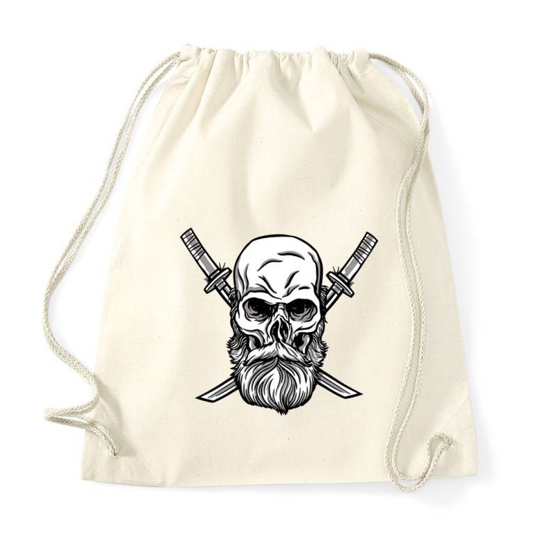 Youth Designz Turnbeutel Schädel Katana Baumwoll Tasche Turnbeutel, mit trendigem Frontprint von Youth Designz