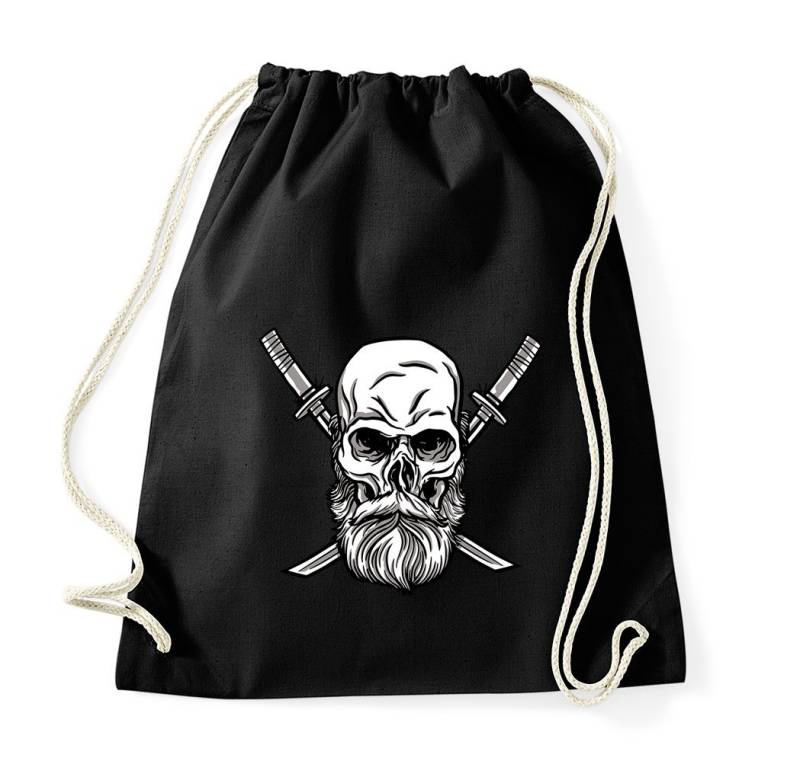 Youth Designz Turnbeutel Schädel Katana Baumwoll Tasche Turnbeutel, mit trendigem Frontprint von Youth Designz