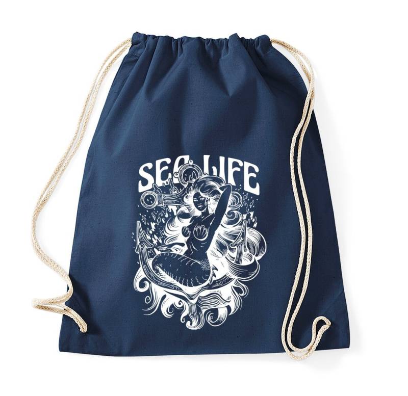 Youth Designz Turnbeutel "Sea Life" Meerjungfrau Baumwoll Tasche Turnbeutel, mit trendigem Frontprint von Youth Designz