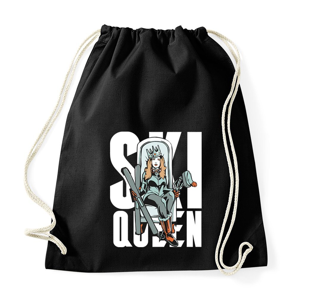 Youth Designz Turnbeutel Ski Queen Baumwoll Tasche, mit trendigem Motiv von Youth Designz