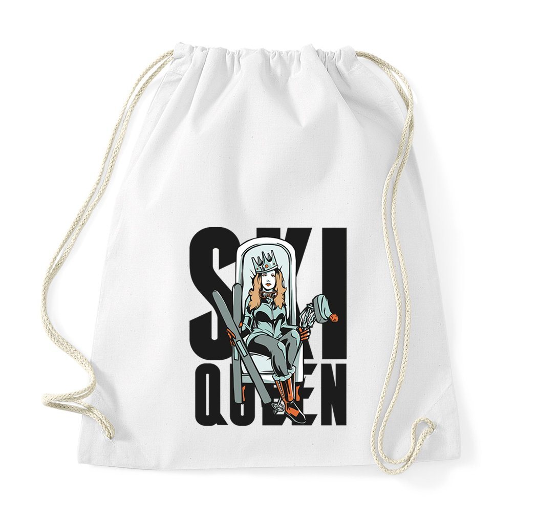 Youth Designz Turnbeutel Ski Queen Baumwoll Tasche, mit trendigem Motiv von Youth Designz