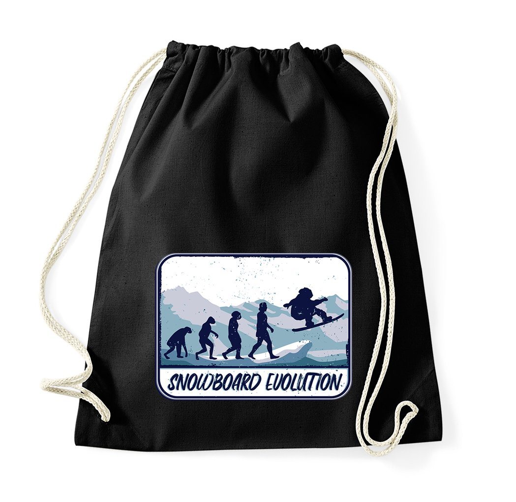 Youth Designz Turnbeutel Snowboard Evolution Baumwoll Tasche, mit trendigem Motiv von Youth Designz