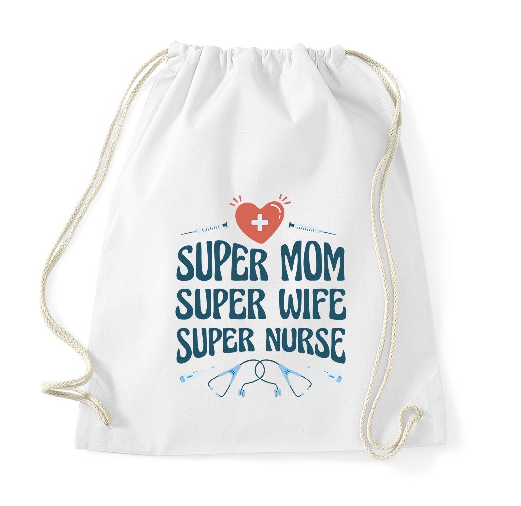 Youth Designz Turnbeutel Super Mom, Super Wife, Super Nurse" Baumwoll Tasche Turnbeutel, mit trendigem Frontprint" von Youth Designz