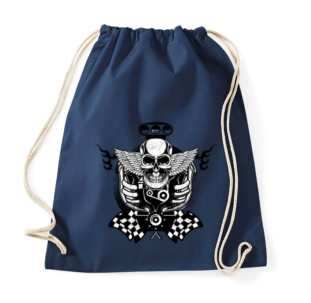 Youth Designz Turnbeutel Totenkopf Motor Baumwoll Tasche Turnbeutel, mit trendigem Print von Youth Designz