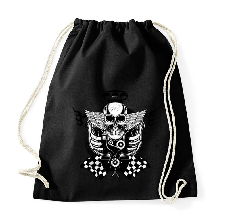 Youth Designz Turnbeutel Totenkopf Motor Baumwoll Tasche Turnbeutel, mit trendigem Print von Youth Designz