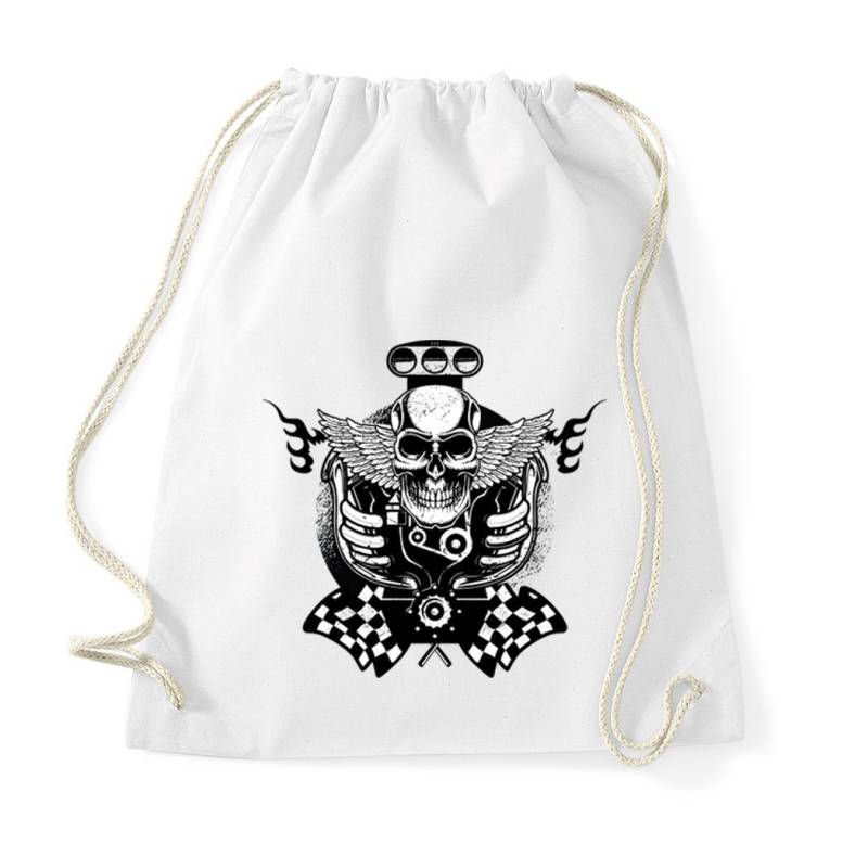 Youth Designz Turnbeutel Totenkopf Motor Baumwoll Tasche Turnbeutel, mit trendigem Print von Youth Designz