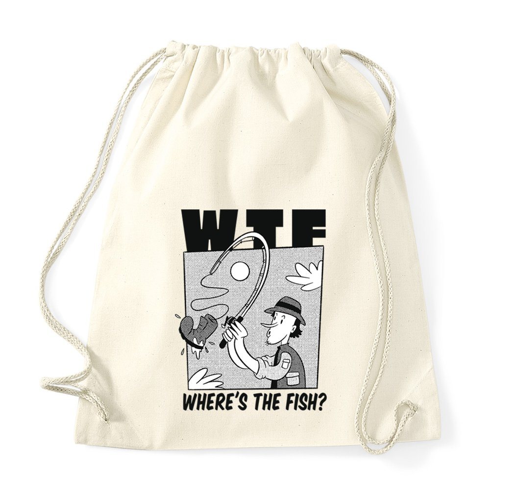 Youth Designz Turnbeutel WTF Fish" Baumwoll Tasche Turnbeutel, mit modischem Print" von Youth Designz