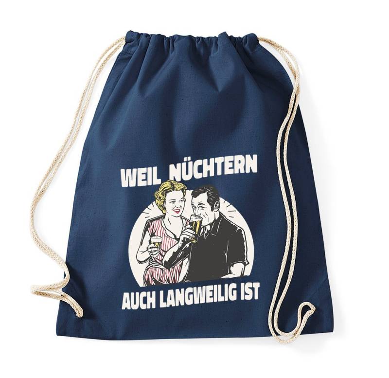 Youth Designz Turnbeutel "Weil Nüchtern Auch Langweilig Ist" Baumwoll Tasche Turnbeutel, mit trendigem Frontprint von Youth Designz