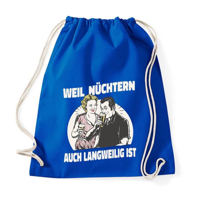 Youth Designz Turnbeutel "Weil Nüchtern Auch Langweilig Ist" Baumwoll Tasche Turnbeutel, mit trendigem Frontprint von Youth Designz