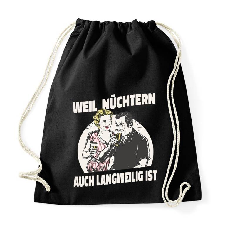 Youth Designz Turnbeutel "Weil Nüchtern Auch Langweilig Ist" Baumwoll Tasche Turnbeutel, mit trendigem Frontprint von Youth Designz