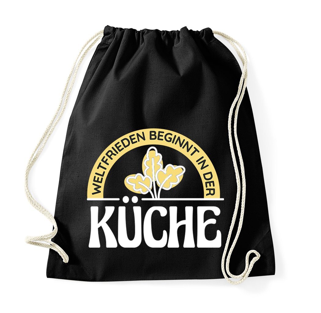 Youth Designz Turnbeutel Weltfrieden Beginnt In Der Küche Baumwolle Tasche, mit trendigem Aufdruck von Youth Designz