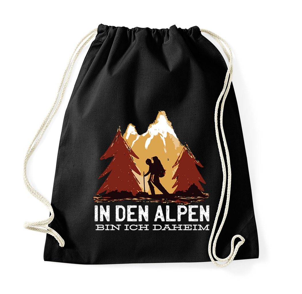 Youth Designz Turnbeutel in Den Alpen Bin Ich Daheim Baumwolle Tasche, mit trendigem Aufdruck von Youth Designz